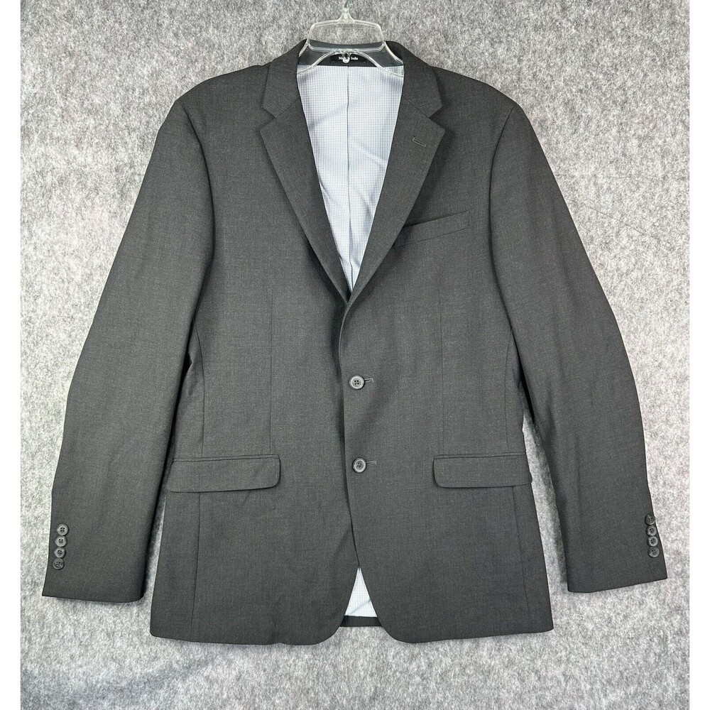 Egara Sports Blazer Men's Size 42L Gray Solid Casual Lined Skinny Fit Stretch